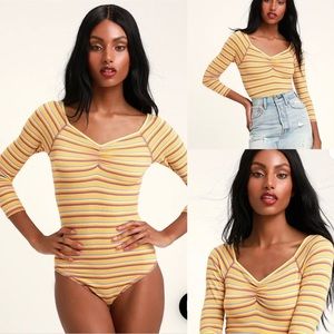 Free People Intimately Put A Stripe On It Bodysuit Size XS